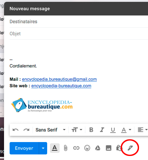 Cliquez sur l'icone : Stylo pour ajouter une signature