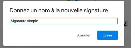 Donner un nom à votre nouvelle signature