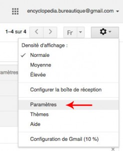 Accès aux paramètres gmail