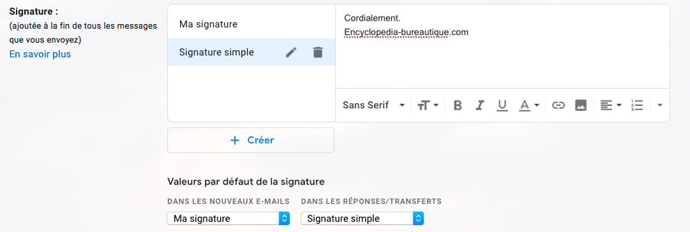 Gérer les signatures sous Gmail