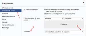 Onglet rédaction d'un mail