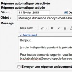 Zone de texte pour écrire votre message d'absence