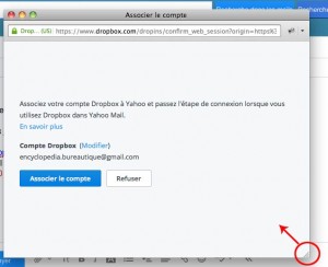 Validez l'association à dropbox