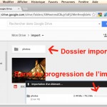 Dossier en cours d'importation. Une barre de progression vous indique le déroulement du transfert