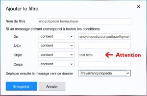 erreur possible lors de la création du filtre