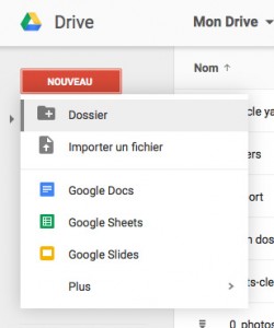 Créer un nouveau dossier sous Google Drive