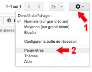 Accès aux paramètres gmail