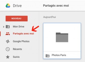 Dossier Partagé avec moi dans le Google Drive de votre contact