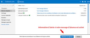 Désactiver le message d'absence automatique sous outlook