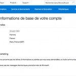 Informations du compte microsoft