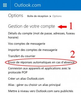 Envoi de réponses automatiques en cas d’absence