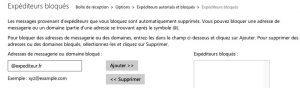 Expéditeurs bloqués sous outlook : mettre les mails en indésirables automatiquement à partir des noms de domaines ou adresses mails