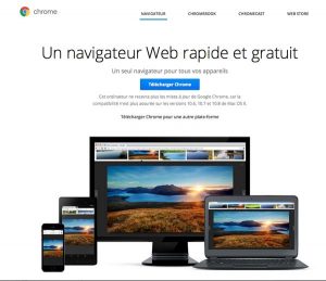 Page pour télécharger Google Chrome