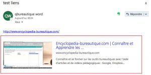 Aperçu des liens sous outlook