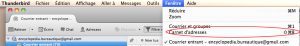 Menu carnet adresse sous Thunderbird