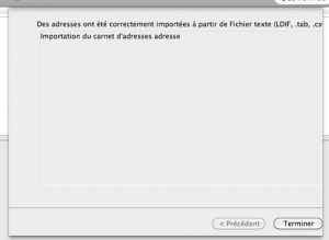 Terminer imports des contacts mail