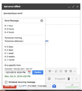 envoyer un mail un plus tard avec gmail