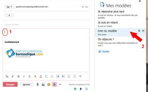 Inserer un modèle dans un mail outlook