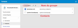 Liste d'un groupe de contacts