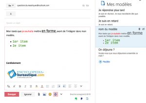 Modèle Outlook personnalisé