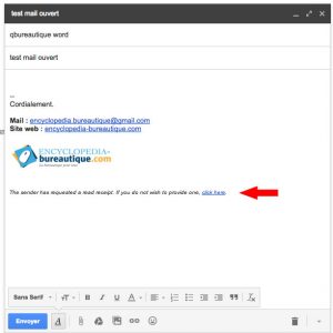 Message pour l'expéditeur d'annuler la confimation de l'ouverture de l'email