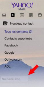 nouvelle liste de contacts Yahoomail