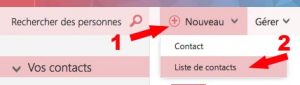 Nouvelle liste de contacts outlook