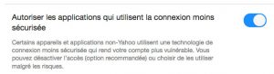 Autoriser les applications moins sécurisées