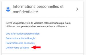 Gérer le contenu du compte google