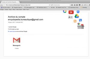 fichier index.html d'information de l'archive gmail