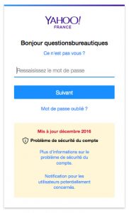 Saisir le mot passe yahoo