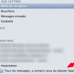 Restauration des emails dans le dossier importation