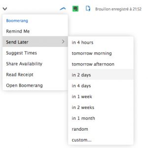 Envoyer un mail avec Outlook et Boomerang