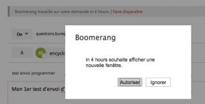 Programmer l'envoi d'un mail avec Outlook et Boomerang