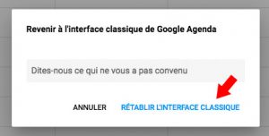 revenir à l'ancienne interface de calendar Google