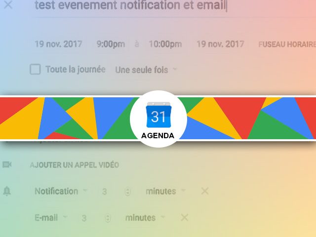 L’option notification d’un événement sous Google agenda