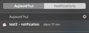 centre de notification des événements sous mac