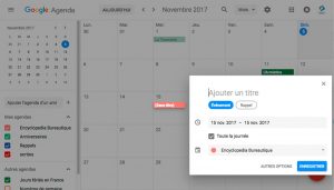 créer un événement dans Google Agenda