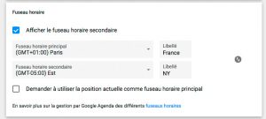 Ajouter un 2e fuseau horaire dans Agenda