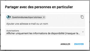 Envoyer un partage d'accès à un agenda google