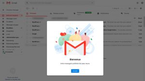 écran de bienvenue gmail 2018