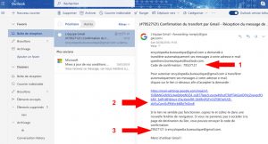 Email d'autorisation d'une redirection d'email.