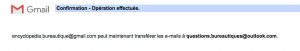 Gmail confirme la redirection d'email vers votre adresse