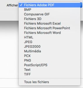 Liste des fichiers que Acrobat peut importer en tant que page