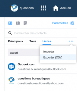 Exporter la liste des contacts Yahoo