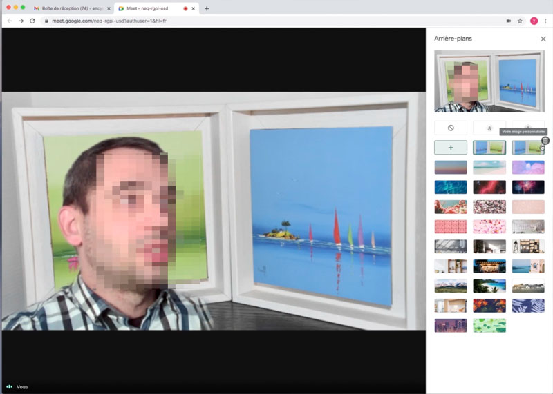 Image d'arrière plan personnalisée sous google meet