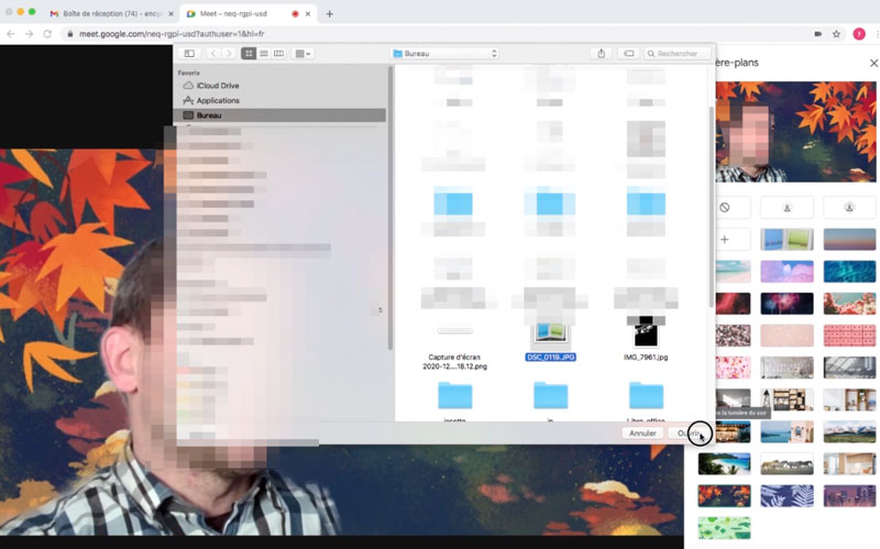 ajouter image personnalisée à google meet