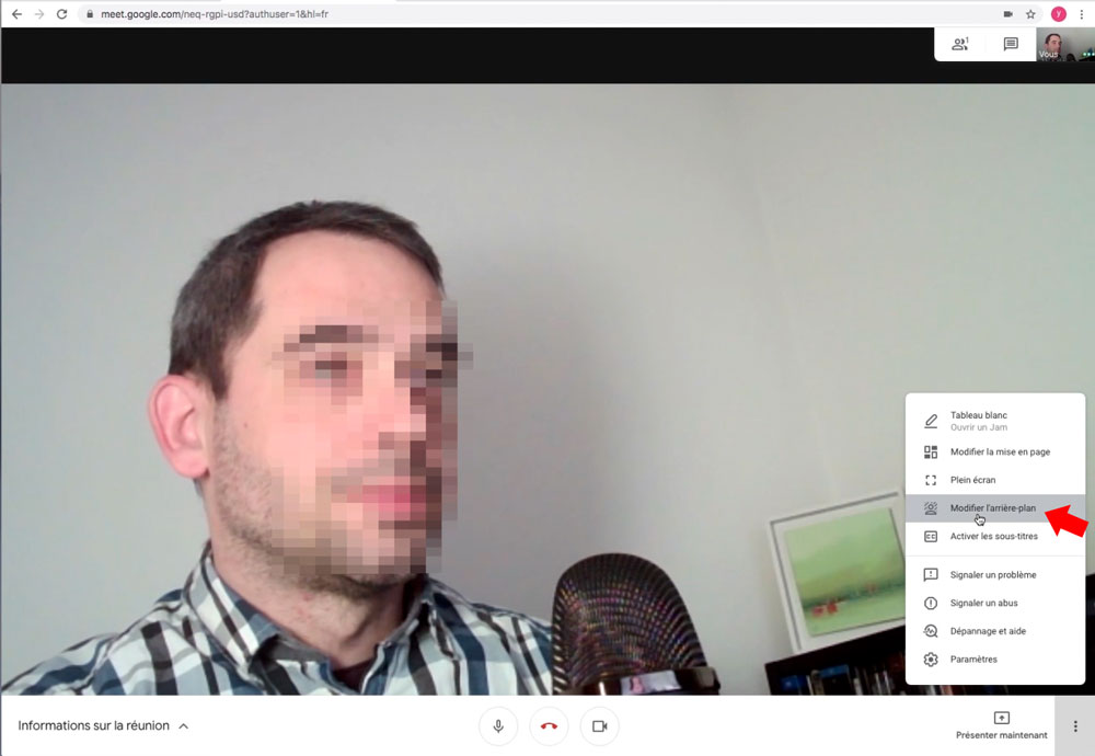 Modifier l'arrière plan de google meet
