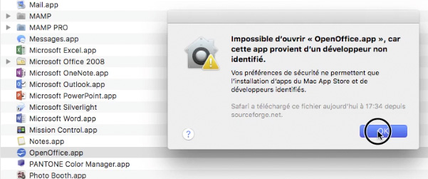 Validez l'installation d'OpenOffice