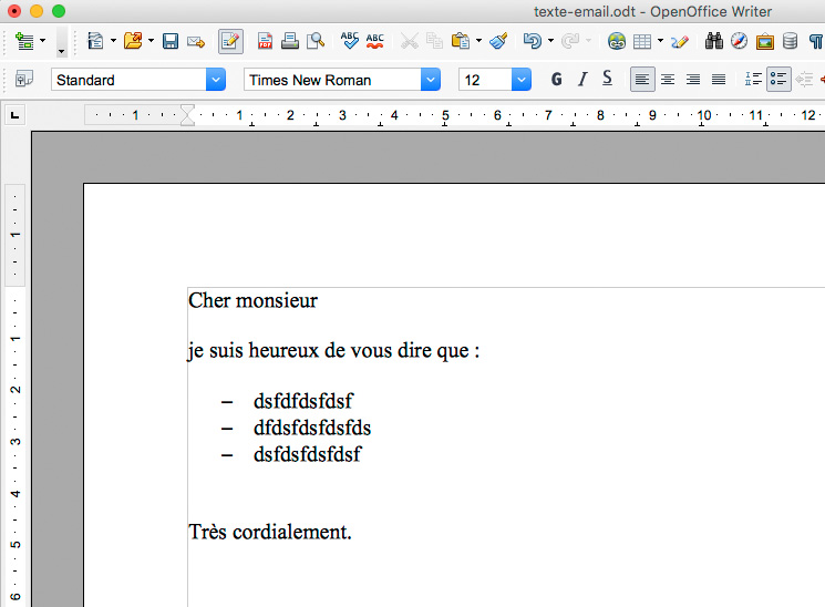 Rédiger le texte de votre mail modèle avec Write